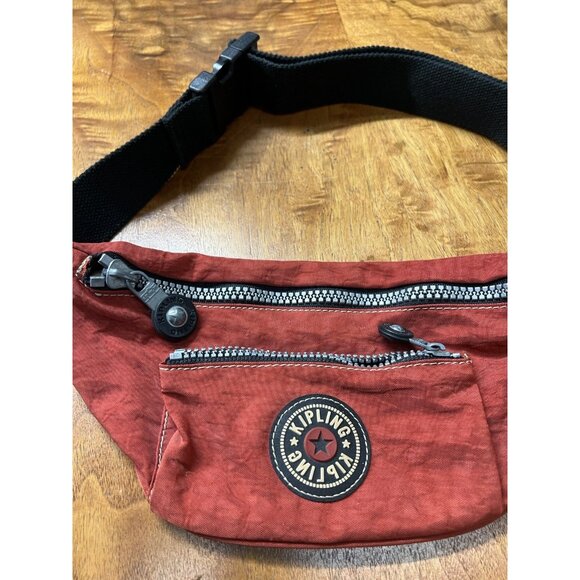 Vtg Y2k Kipling Pria Waist Pack Fanny Pack Burnt Orange belt Bag Money Bag - Picture 3 of 5